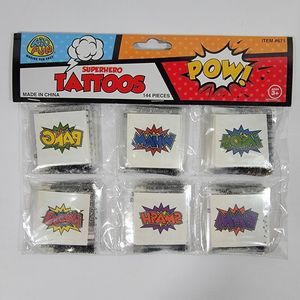 Kid Fun Superhero Tattoos 144 Pieces Ages 3+ Bang Wham Boom Smash Bam Pow New